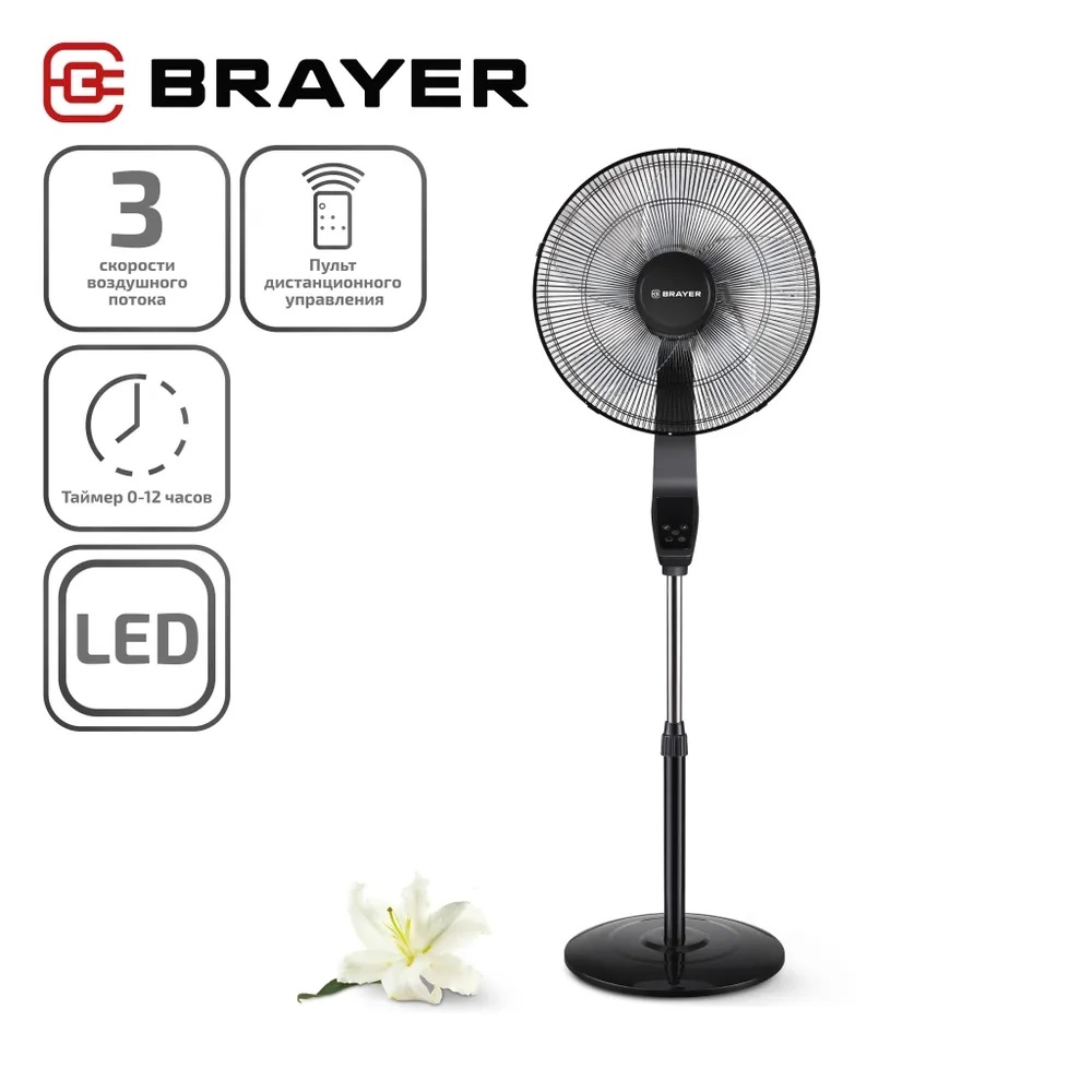 

Вентилятор колонный Brayer BR4971 черный, BR4971
