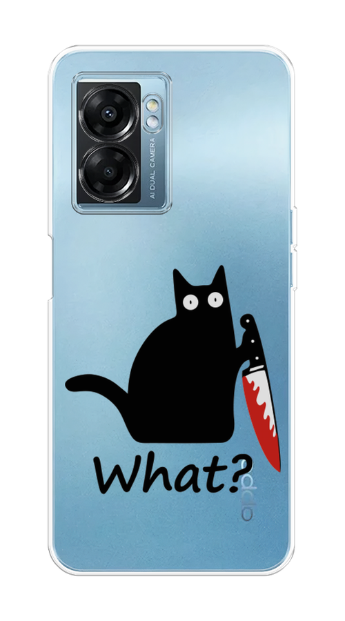 

Чехол на Oppo A57 5G/OnePlus Nord N300 5G "Котик с ножом", Черный;красный, 2510250-6