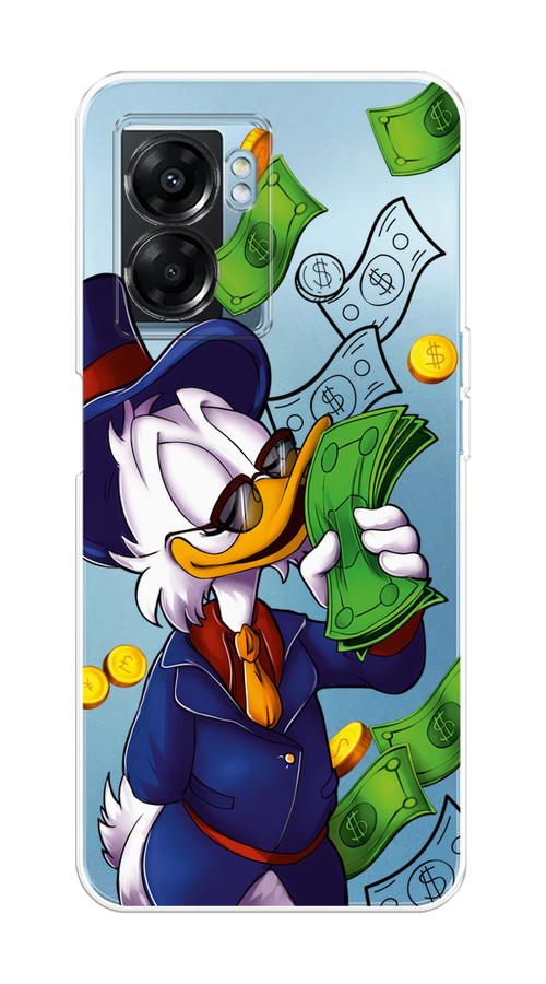 

Чехол на Oppo A57 5G/OnePlus Nord N300 5G "Scrooge McDuck with Money", Синий;зеленый;белый, 2510250-6