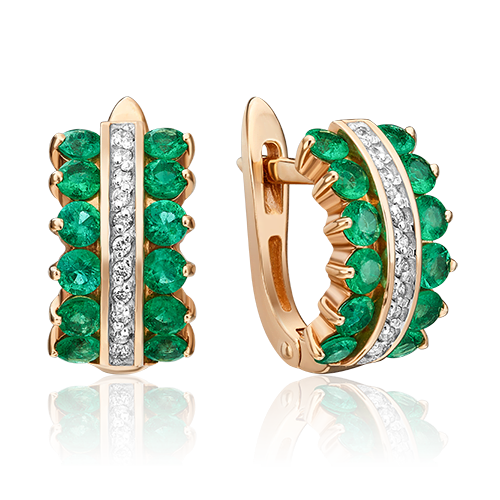 

Серьги из красного золота с изумрудом/бриллиантом PLATINA jewelry 02-0911-00-106-1110-30, 02-0911-00-106-1110-30