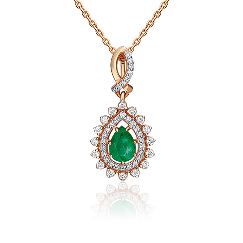 

Кулон из красного золота с изумрудом/бриллиантом PLATINA jewelry 03-0016-00-106-1110-30, 03-0016-00-106-1110-30