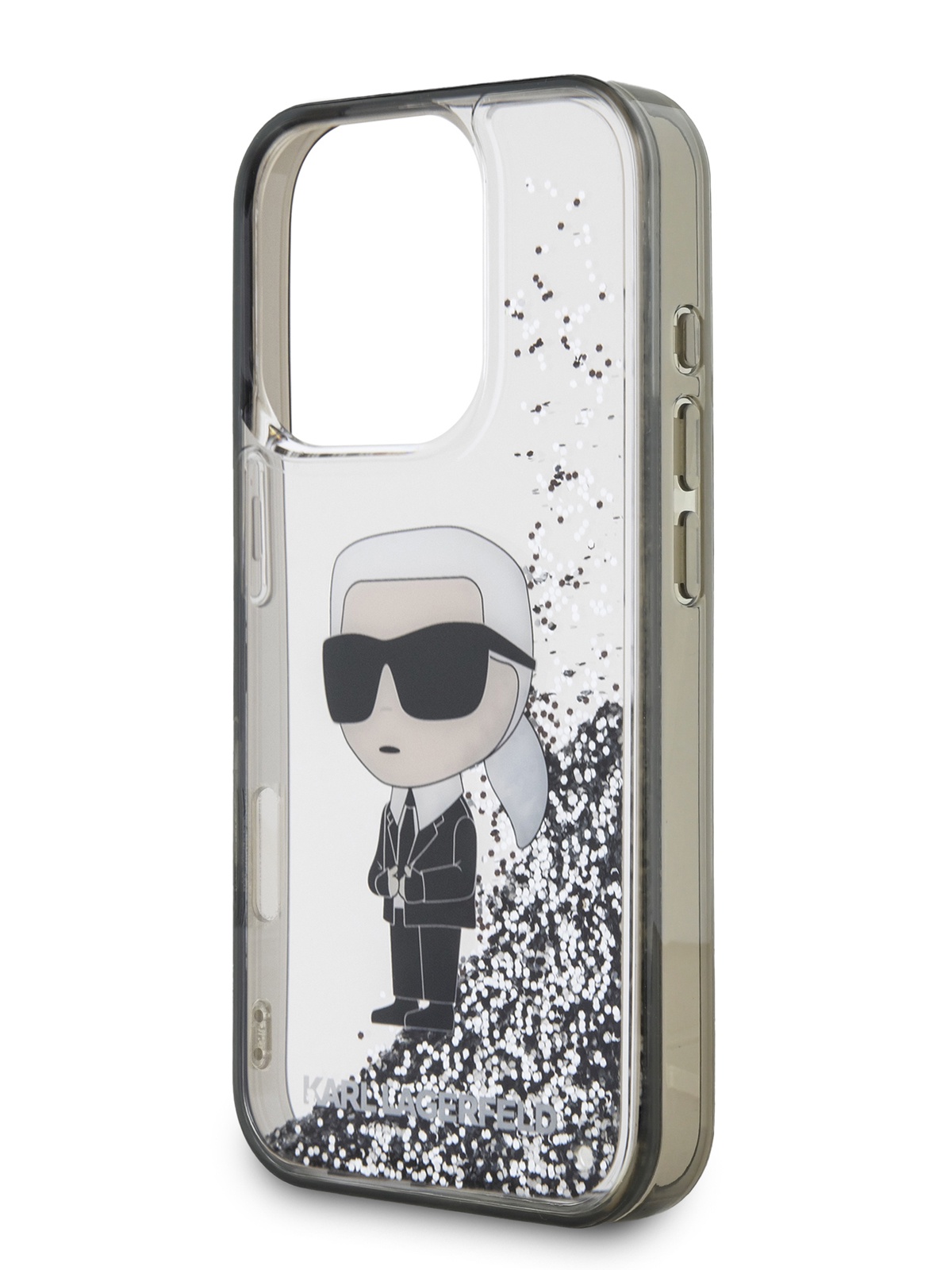 Чехол Karl Lagerfeld для iPhone 16 Pro с гелем и блестками прозрачныйчерный 2457₽