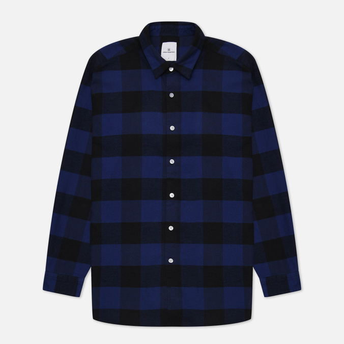 

Рубашка uniform experiment Baggy Logo Regular Collar Flannel Block Check синий, XL, Baggy Logo Regular Collar Flannel Block Check