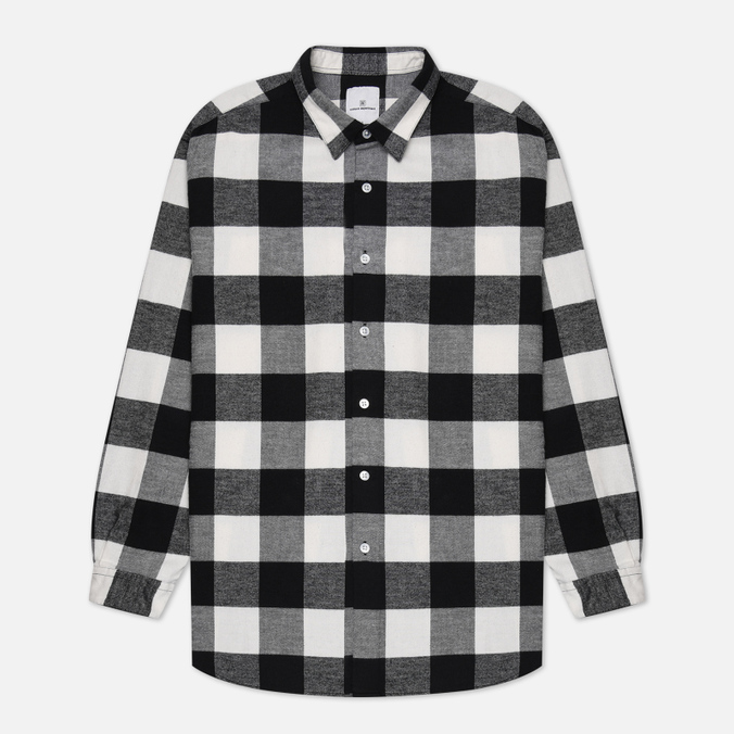 

Мужская рубашка uniform experiment Baggy Logo Regular Collar Flannel Block Check белый, S, Baggy Logo Regular Collar Flannel Block Check