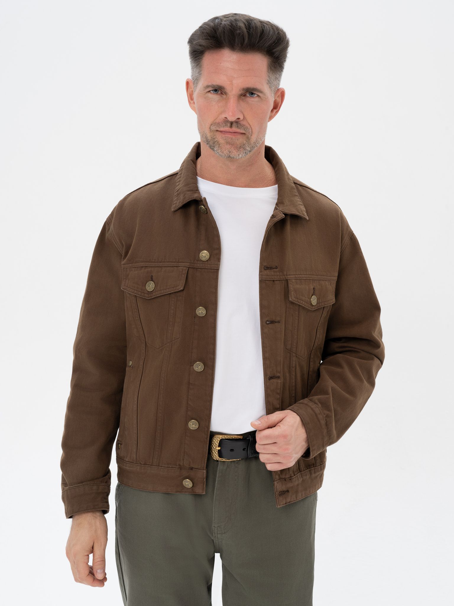 Джинсовая куртка мужская Великоросс JJ коричневая 44/176-186 RU