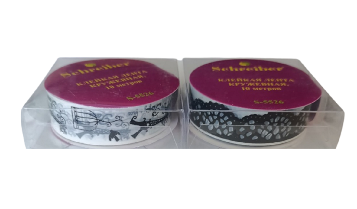 фото Клейкая лента schreiber париж и кружево декоративная, черно-белая, 15 мм *10 м, набор 2