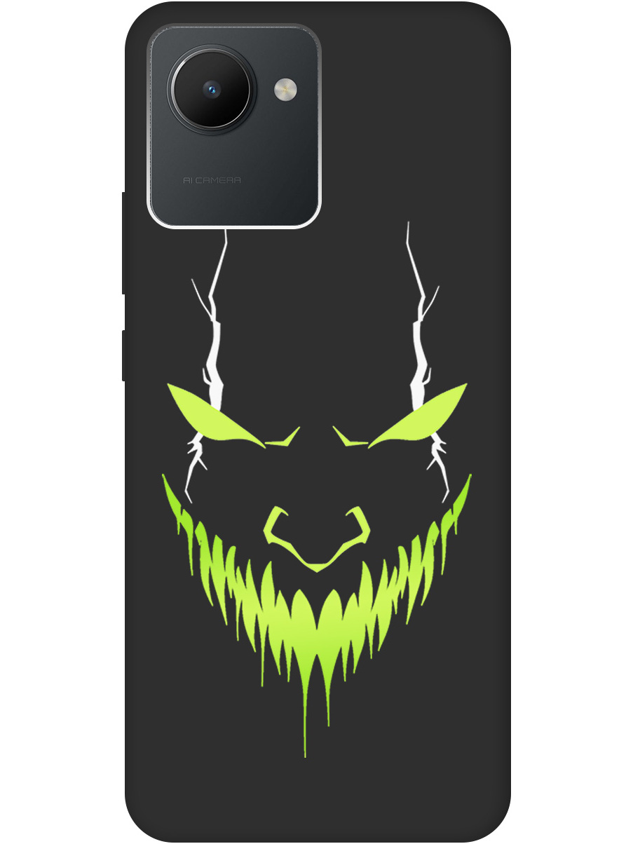 

Силиконовый чехол на Realme C30 с принтом "Evil Face" матовый черный, Черный;белый;зеленый, 766400251