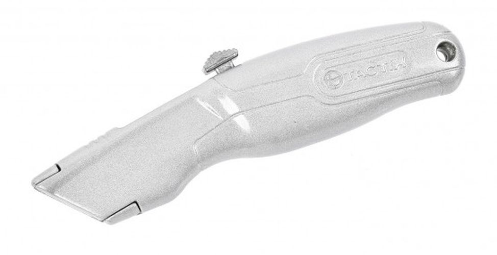 Нож TACTIX, 261003, с лезвием трапеция, выдвижной, алюминиевый скребок энкор со сменным лезвием трапеция 1 12 144 9688
