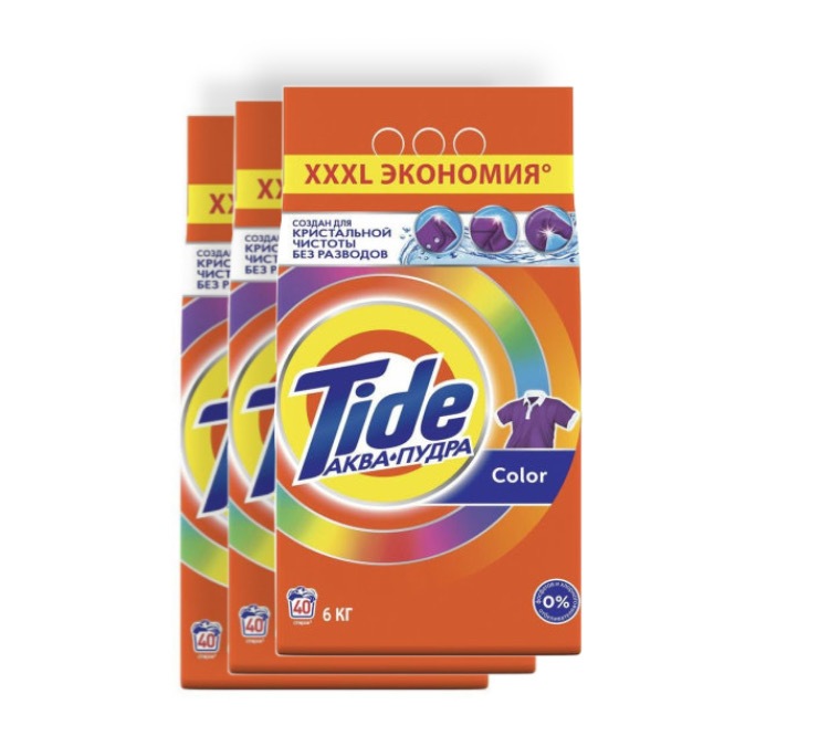 фото Стиральный порошок tide аквапудра color, 6 кг х 3 упаковки