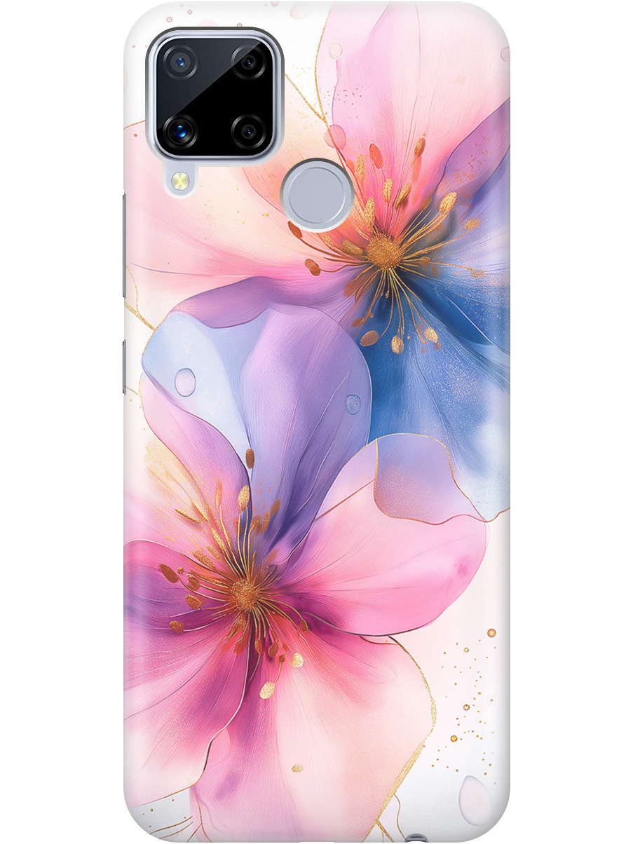 

Силиконовый чехол на Realme C15/C25 с принтом "Магические цветочки", Прозрачный;белый;розовый;синий, 726149823