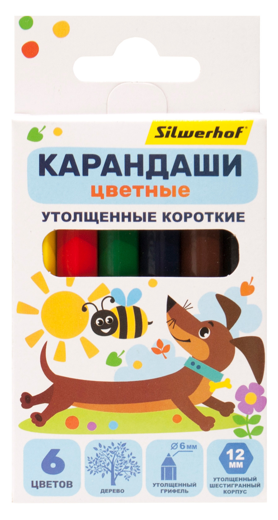 Карандаши цветные Silwerhof Jumbo Mini Веселые друзья 6цветов 6мм