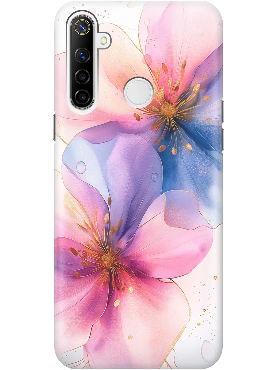 

Силиконовый чехол на realme 5 / 6i / C3 с принтом "Магические цветочки", Прозрачный;белый;розовый;синий, 726149623