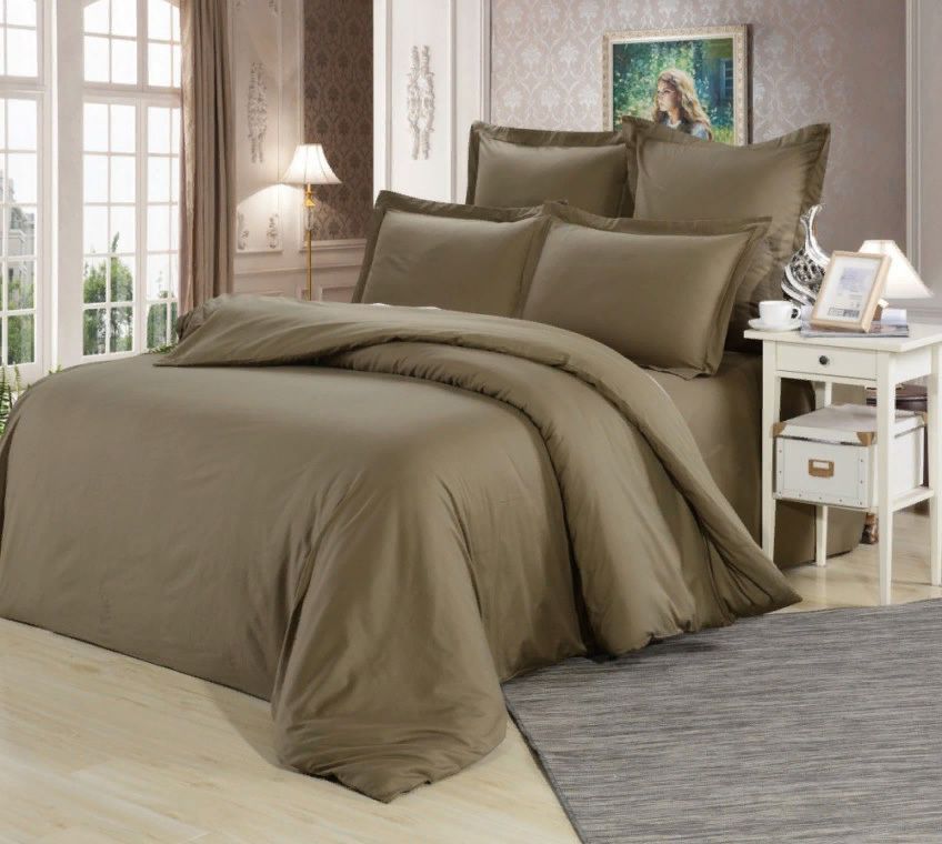 

Постельное бельё Maktex из сатина 2 спальное Капучино с наволочками 50х70, из сатина 2 спальное на резинке 140х200х30 50х70