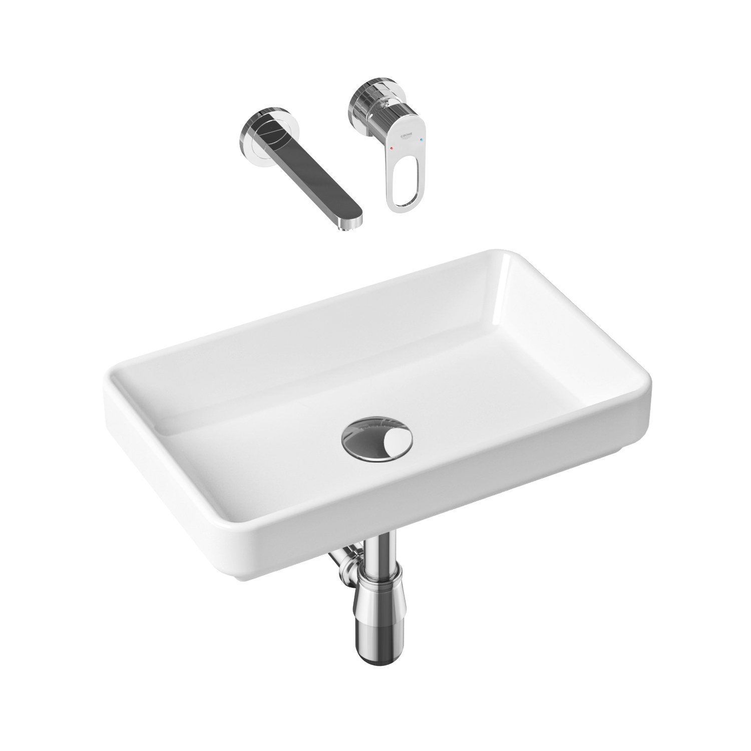 

Комплект 4 в 1 Lavinia Boho Bathroom Sink Slim 21510155, накладная раковина 55 см