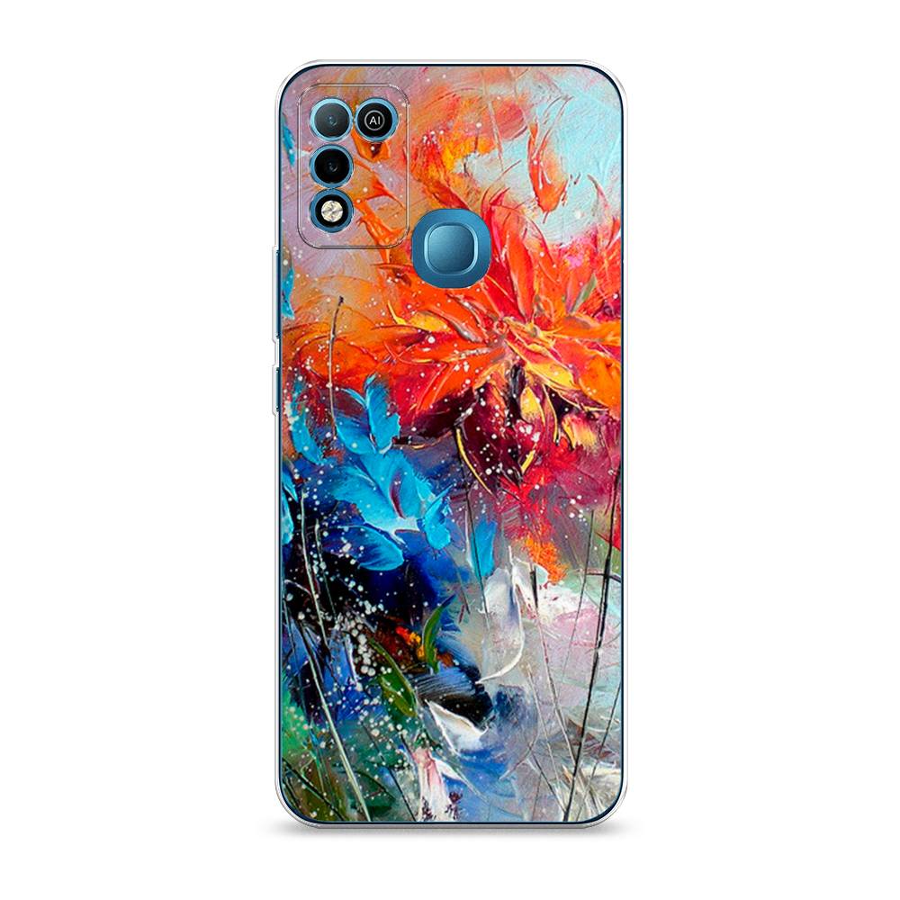 

Чехол на Infinix HOT 10 Play/HOT 11 Play "Абстрактные цветы", Оранжевый;синий, 3100650-4