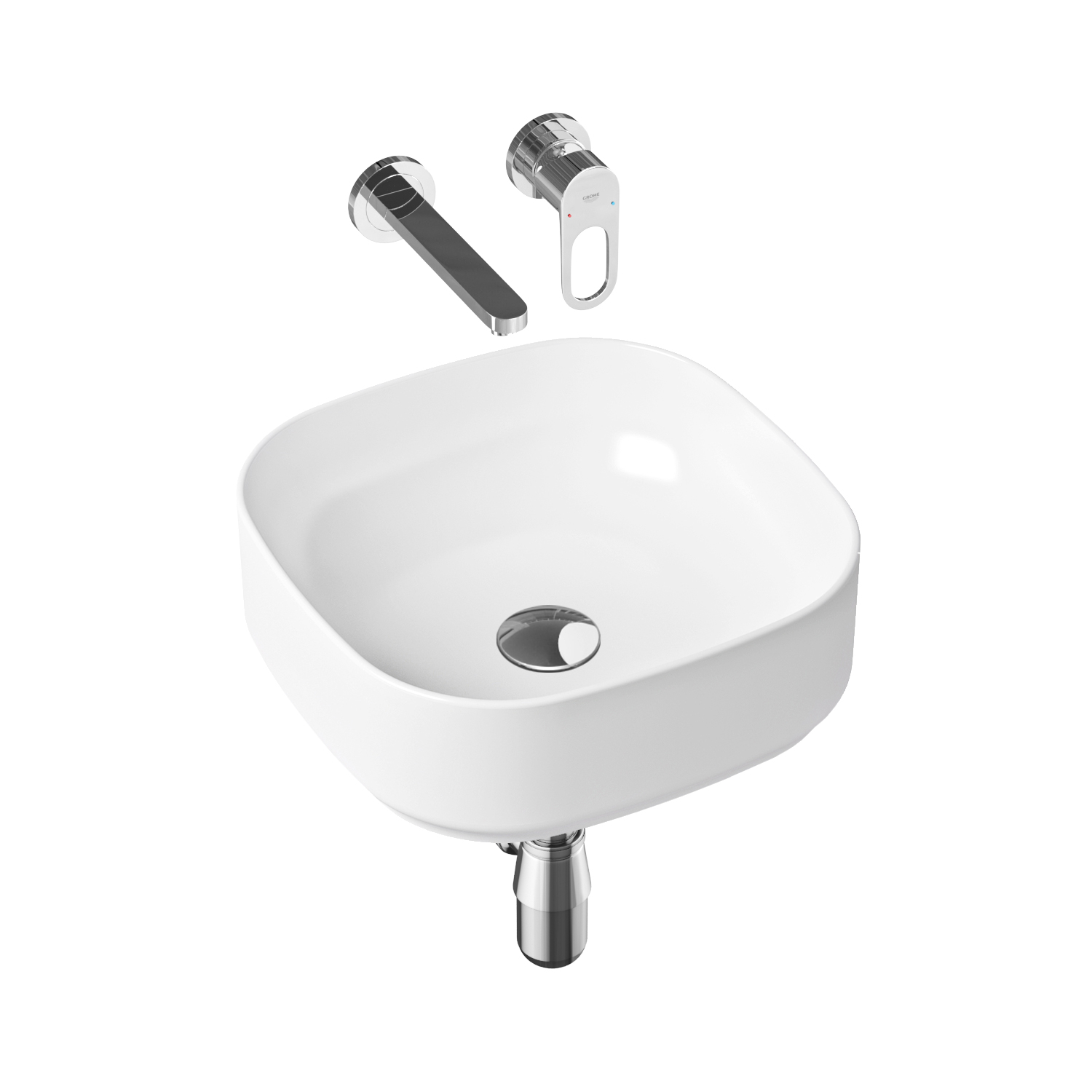 

Комплект 4 в 1 Lavinia Boho Bathroom Sink Slim 21510163, накладная раковина 40 см