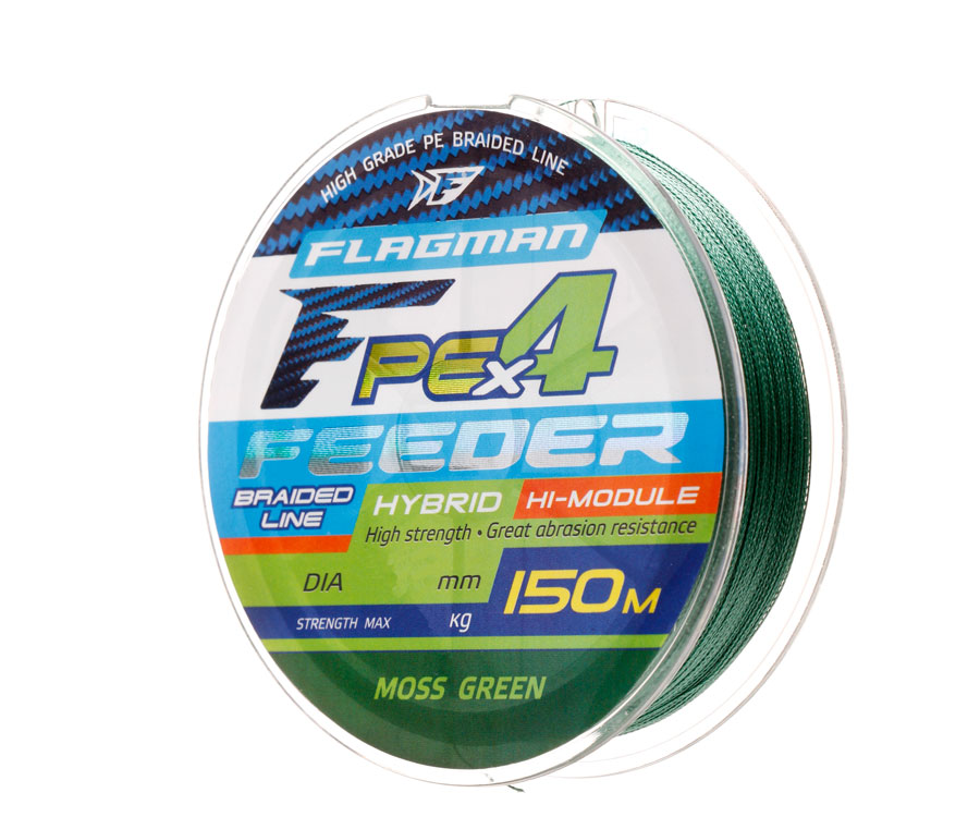 Леска плетеная Flagman PE Hybrid F4 Feeder 0,14 мм, 150 м, 7 кг, Moss Green