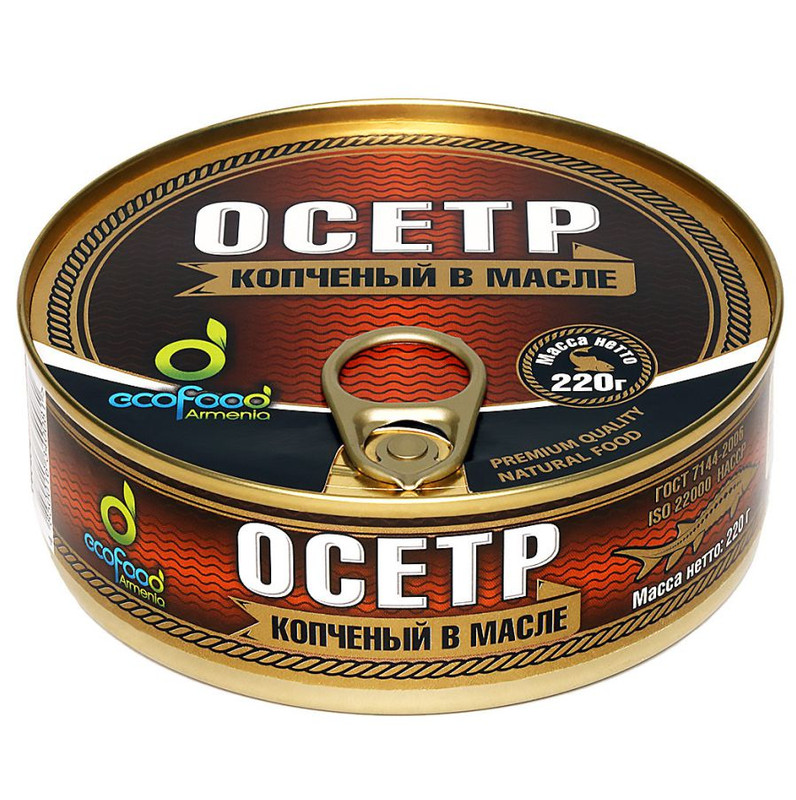 

Осетр Ecofood копченый в масле 220 г