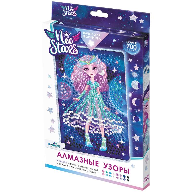 

Алмазная мозаика Origami "Алмазные узоры. Neo Stars. Луна", 10*15см, европодвес (арт. 3454