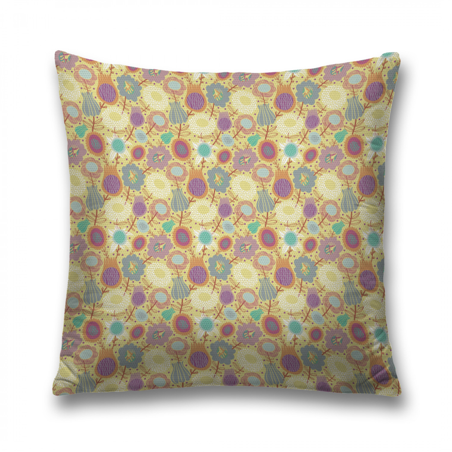 

Наволочка декоративная JoyArty "Полевые цветы самобытности" на молнии, 45x45 см, Полевые цветы самобытности