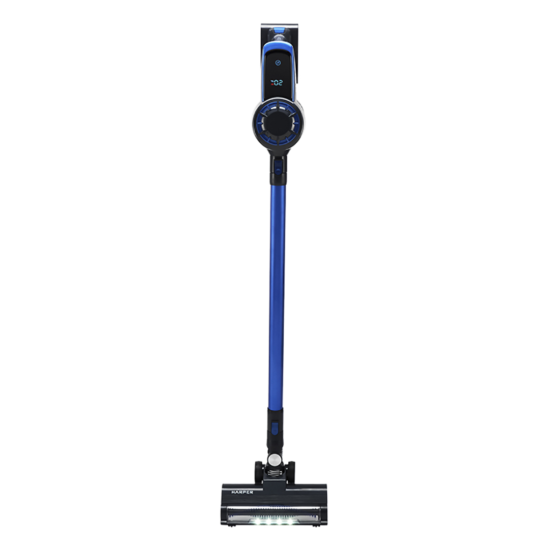 Пылесос Harper HVC-VR02 серебристый, синий беспроводной вертикальный пылесос harper