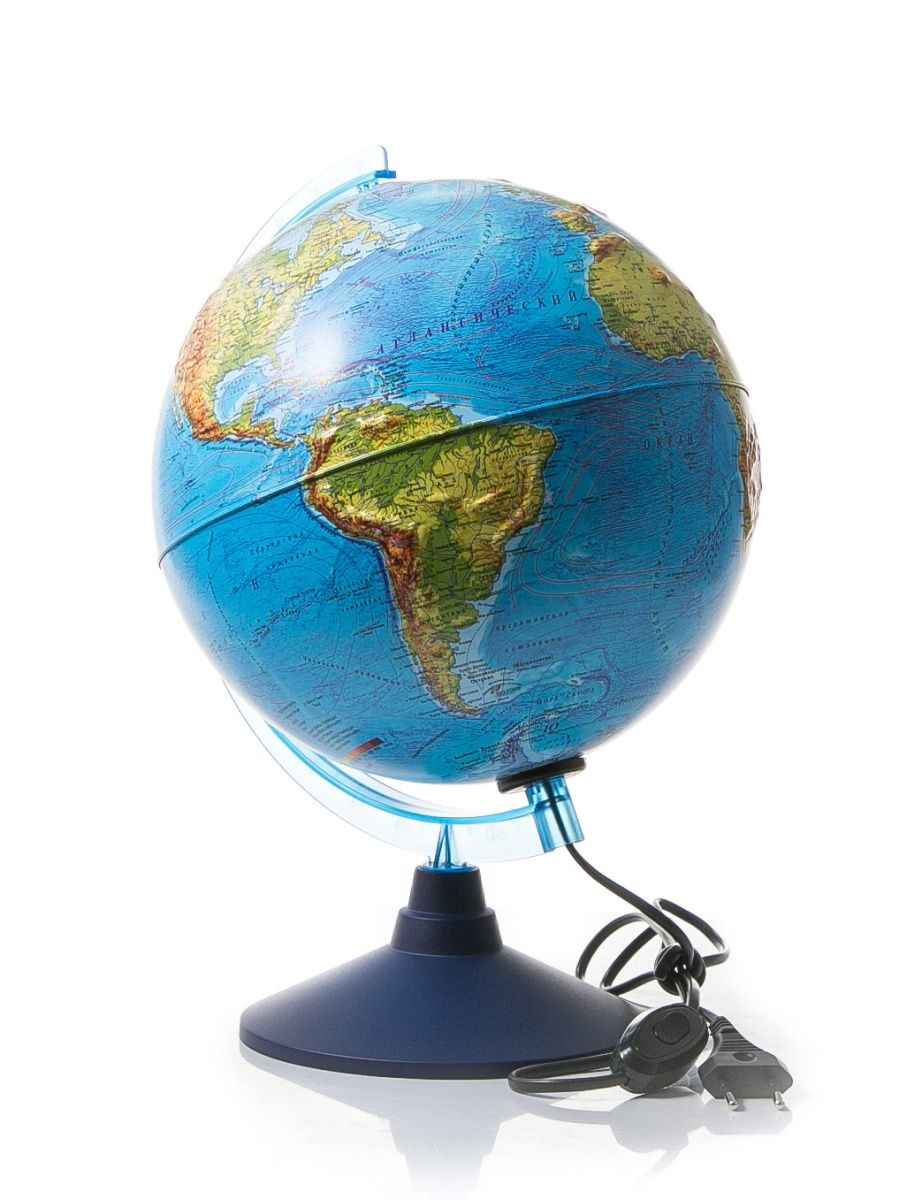 Глобус Земли Globen физический-политический, с LED-подсветкой, диаметр 25см. globen глобус земли интерактивный политический с подсветкой и очками vr 210 мм