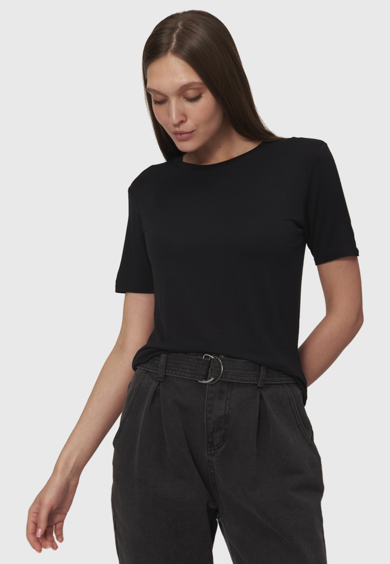 

Футболка женская Modis M202W00113S642F черная 42-44 RU