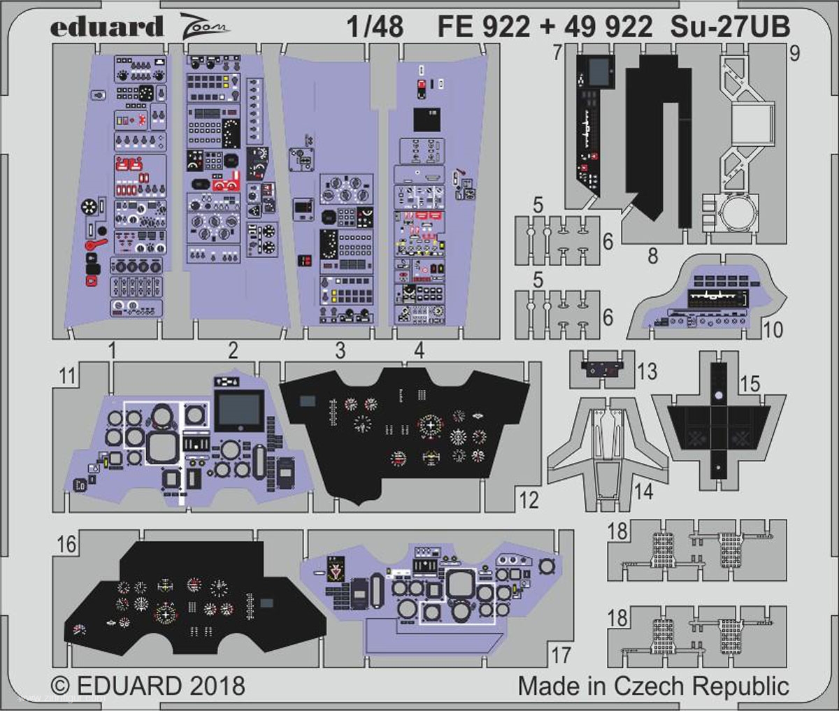 

Фототравление Eduard 49922 Su-27UB интерьер 1/48