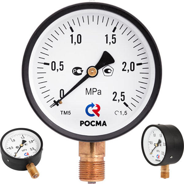 фото Манометр радиальный 0-16 бар 1/4" d=63mm rosma тм-310р