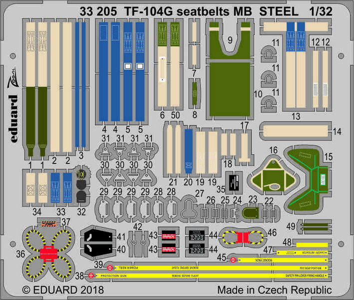 

Фототравление Eduard 33205 TF-104G с сидениями MB 1/32, Цветной