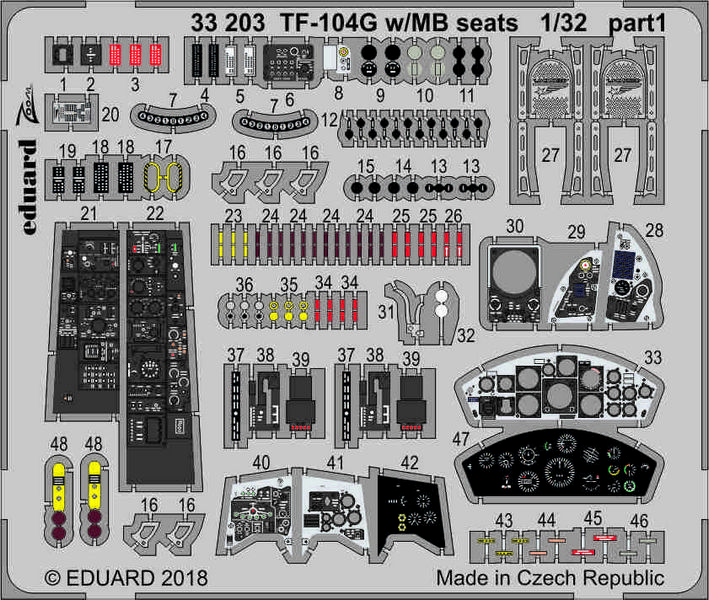 

Фототравление Eduard 33203 TF-104G с сидениями 1/32, Цветной