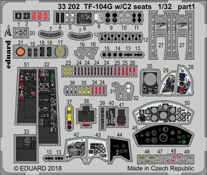 

Фототравление Eduard 33202 TF-104G с сидениями C2 1/32, Цветной
