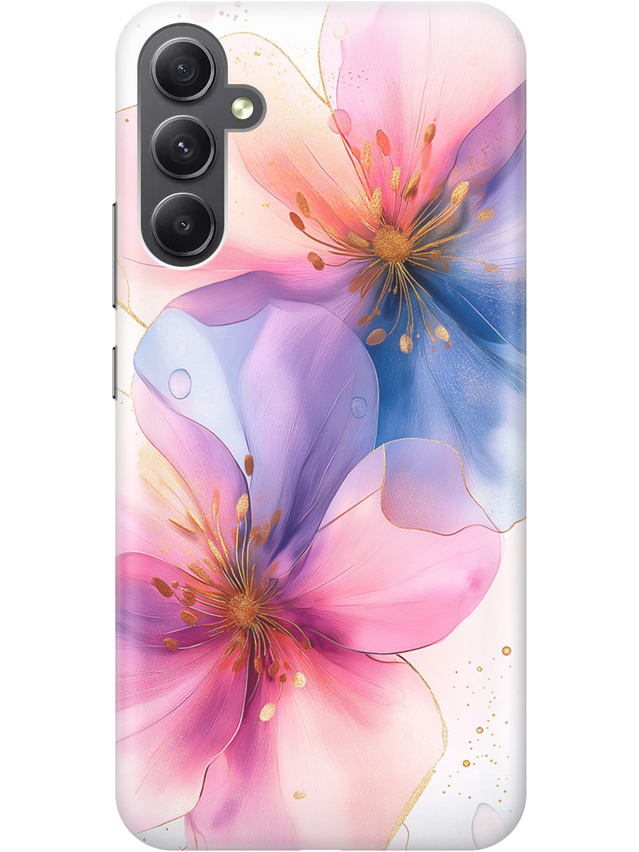 

Силиконовый чехол на Samsung Galaxy A34 5G с принтом "Магические цветочки", Прозрачный;белый;розовый;синий, 769297523