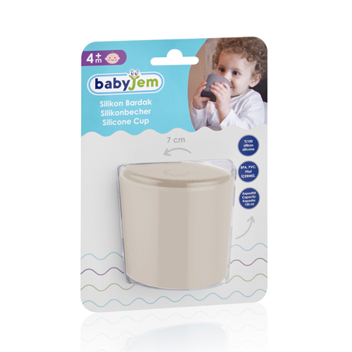 Силиконовый стакан для детей BabyJem Ecru 714 силиконовый противоскользящий вакуум для тарелок babyjem blue 528