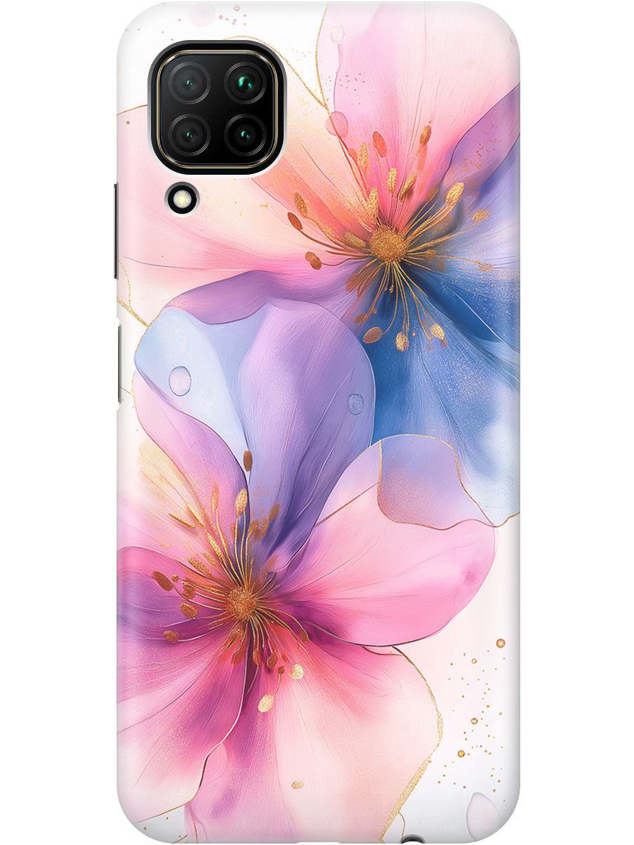 

Силиконовый чехол на Huawei P40 Lite с принтом "Магические цветочки", Прозрачный;белый;розовый;синий, 722839723
