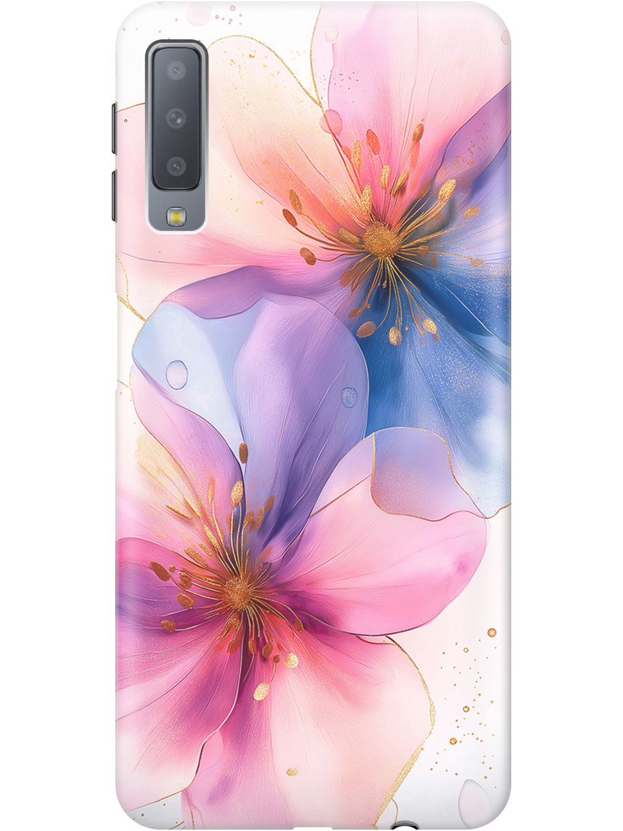 

Силиконовый чехол на Samsung Galaxy A7 (2018) с принтом "Магические цветочки", Прозрачный;белый;розовый;синий, 719709123