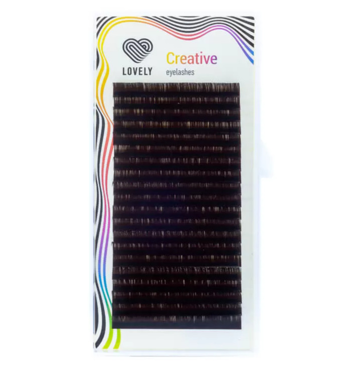 

Ресницы Lovely темный шоколад 20 линий mix изгиб L+ толщина 0,10 длина 8-15