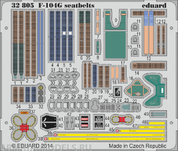 

32805ED Фототравление F-104G Seatbelts 1/32, Цветной