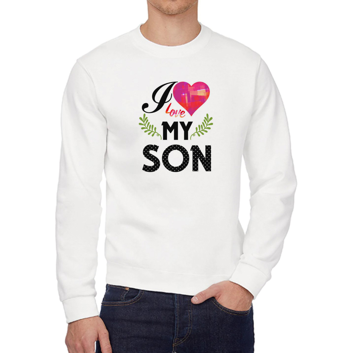 

Свитшот мужской CoolPodarok Прикол Семья I love my son Я люблю моего сына белый 46 RU, W0151846