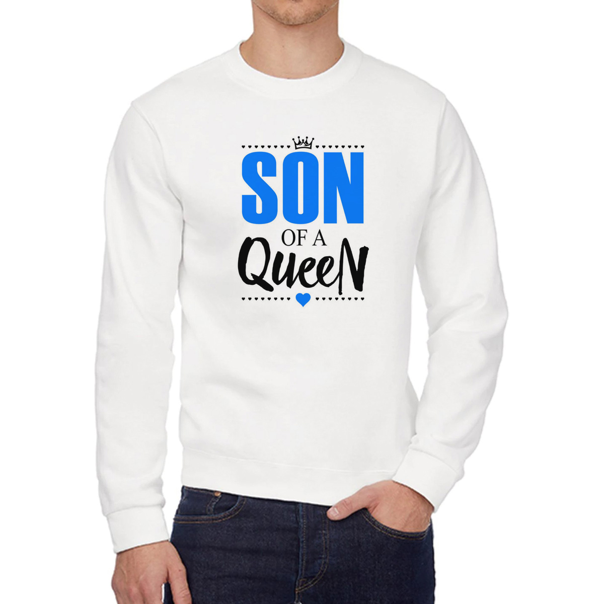 

Свитшот мужской CoolPodarok Прикол Семья Son of a Queen Сын королевы белый 46 RU, W0151871