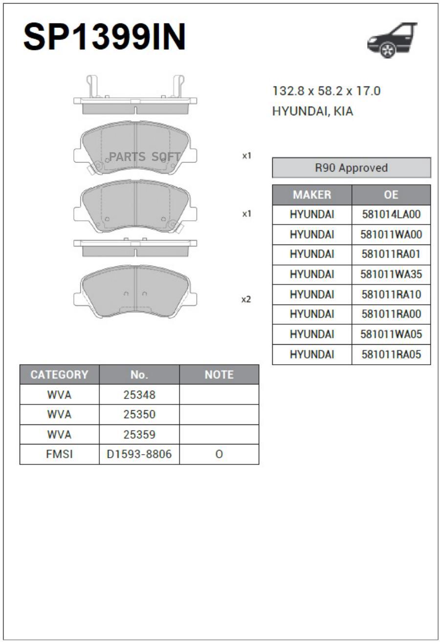 

Колодки Передние Hyundai Solaris 10- Sangsin Brake Sp1399in Sangsin brake арт. SP1399IN