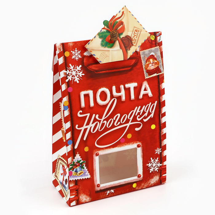 

Коробка подарочная Дарите Счастье Почта новогодняя 15 х 7 х 22 см, Красный