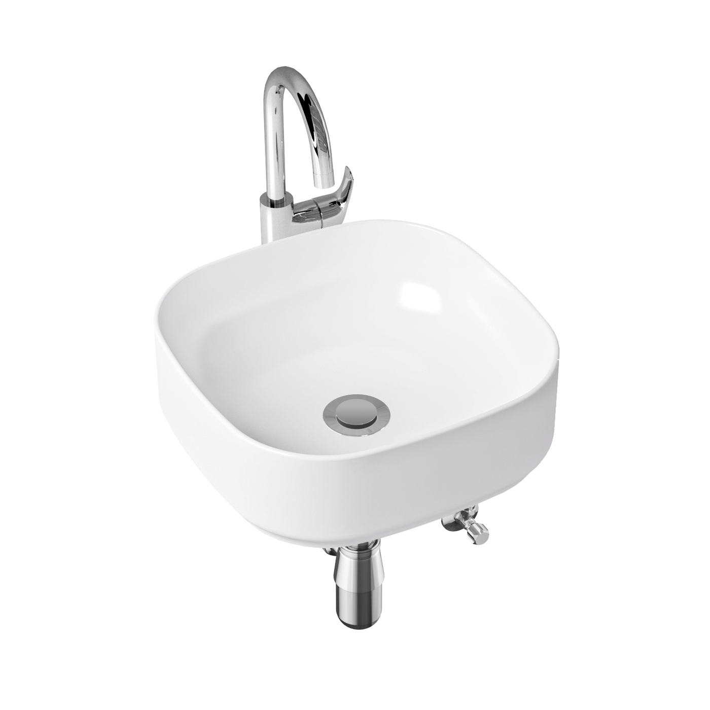 фото Комплект 4 в 1 lavinia boho bathroom sink slim 21510207, накладная раковина 40 см