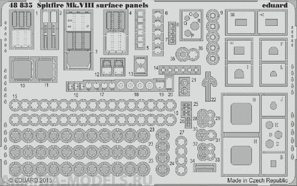 

48835ED Spitfire Mk.VIII Surface Panels 1/48, Однотонный
