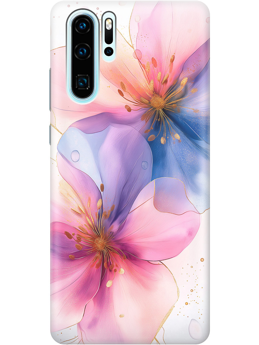 

Силиконовый чехол на Huawei P30 Pro с принтом "Магические цветочки", Прозрачный;белый;розовый;синий, 720762423