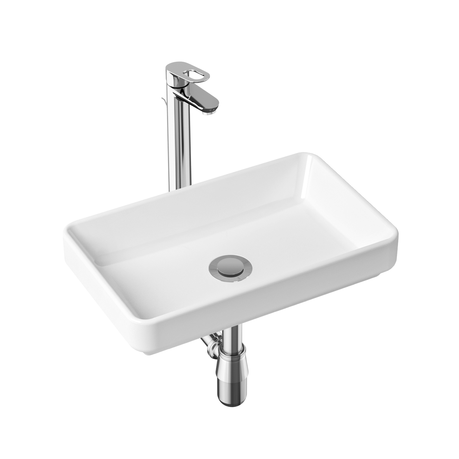 фото Комплект 3 в 1 lavinia boho bathroom sink slim 21510224, накладная раковина 55 см