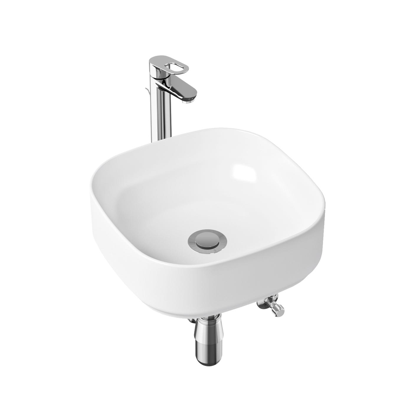 фото Комплект 4 в 1 lavinia boho bathroom sink slim 21510232, накладная раковина 40 см