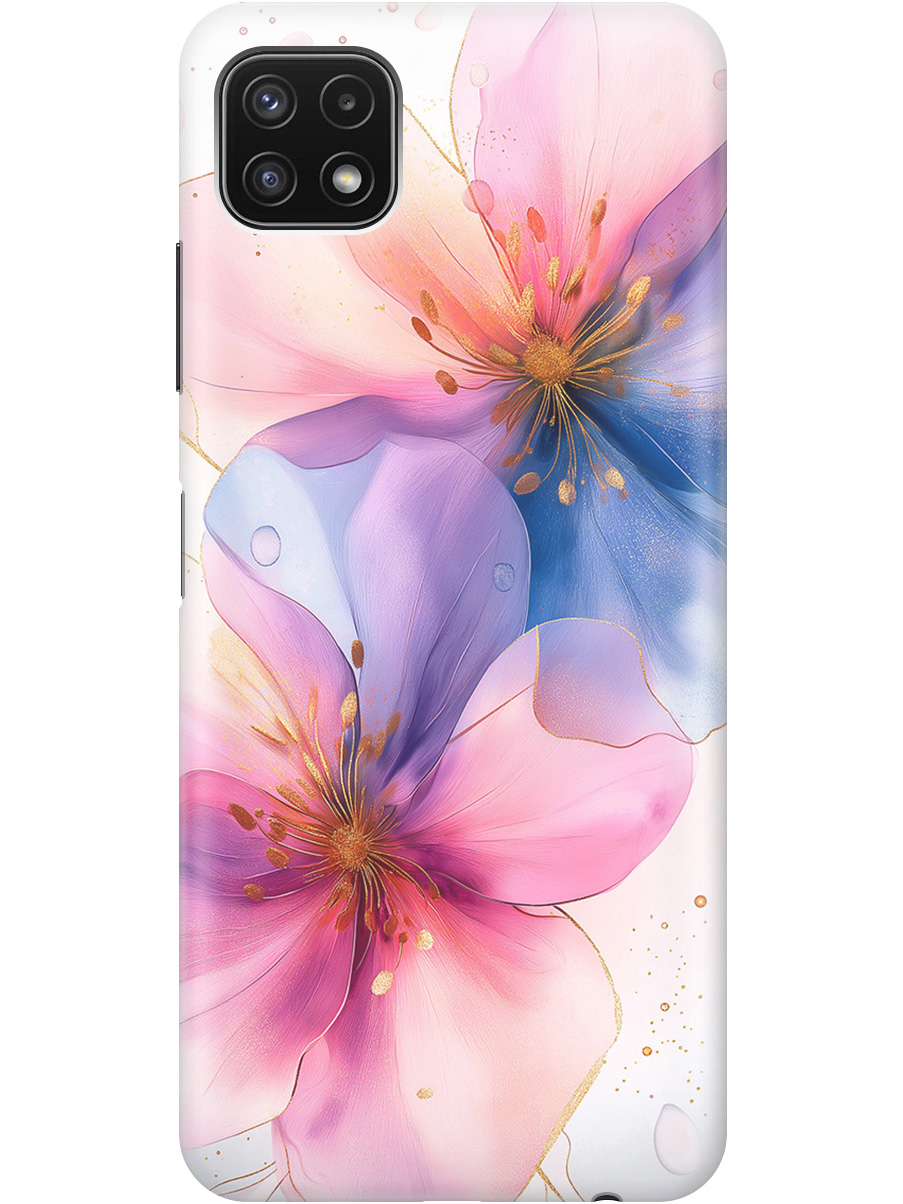 

Силиконовый чехол на Samsung Galaxy A22s 5G с принтом "Магические цветочки", Прозрачный;белый;розовый;синий, 734082023