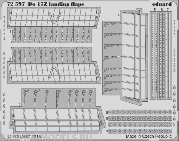 

72597ED Do 17Z Landing Flaps 1/72, Однотонный