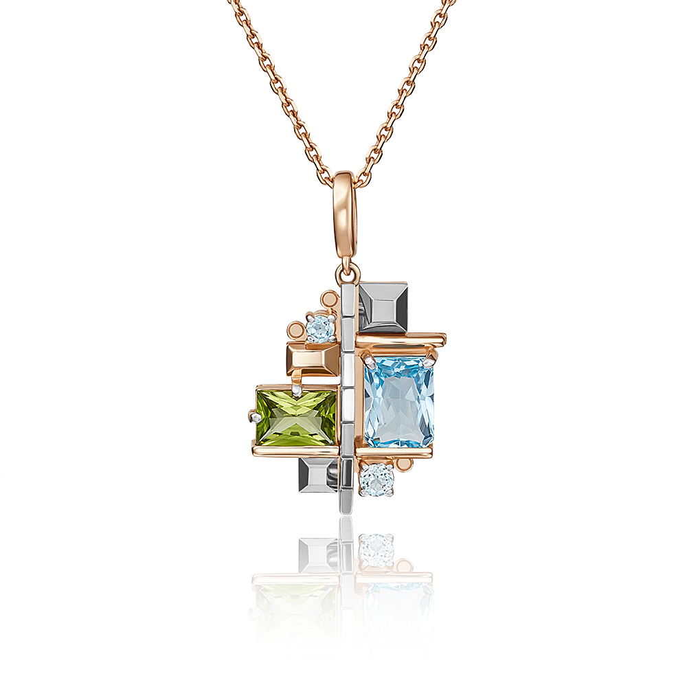 

Кулон из белого/красного золота PLATINA jewelry 03-2882-00-243-1111-46, хризолит/топаз, 03-2882-00-243-1111-46
